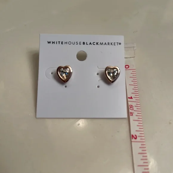 NWT White House Black Market Rose Gold Earrings with Faux Diamond - Picture 3 of 3